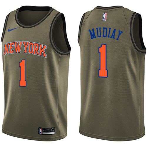 Knicks #1 Emmanuel Mudiay Green Youth Basketball Swingman Salute to Service Jersey