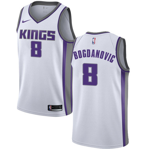 Kings #8 Bogdan Bogdanovic White Youth Basketball Swingman Association Edition Jersey