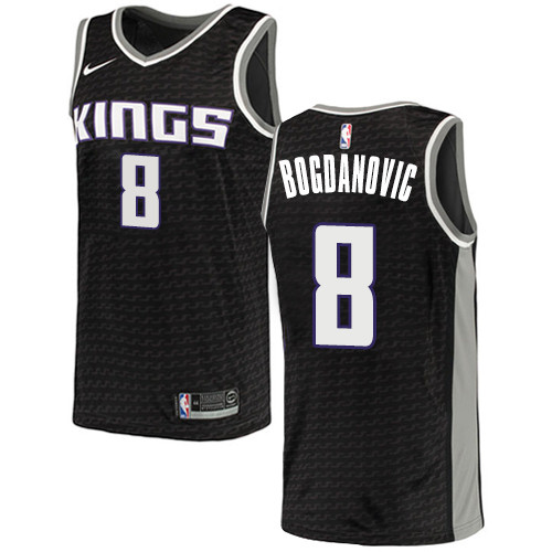 Kings #8 Bogdan Bogdanovic Black Youth Basketball Swingman Statement Edition Jersey