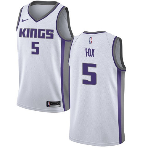 Kings #5 De'Aaron Fox White Youth Basketball Swingman Association Edition Jersey