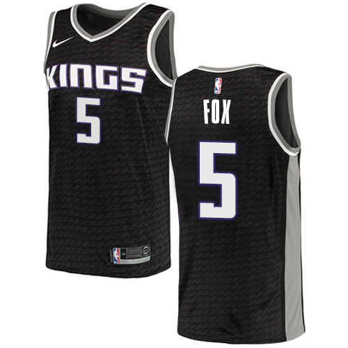 Kings #5 De'Aaron Fox Black Youth Basketball Swingman Statement Edition Jersey