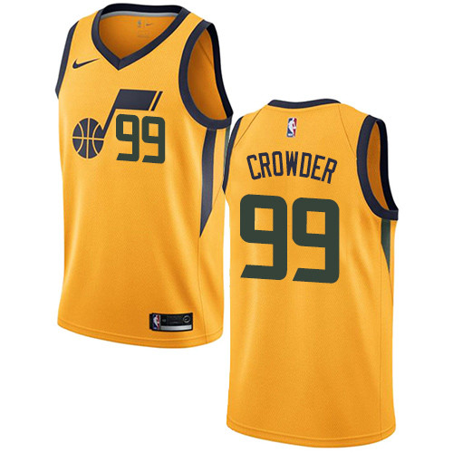 Jazz #99 Jae Crowder Yellow Youth Basketball Swingman Statement Edition Jersey