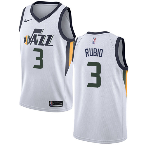 Jazz #3 Ricky Rubio White Youth Basketball Swingman Association Edition Jersey