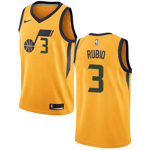 Jazz #3 Ricky Rubio Yellow Youth Basketball Swingman Statement Edition Jersey