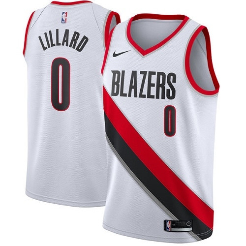 Blazers #0 Damian Lillard White Youth Basketball Swingman Association Edition Jersey