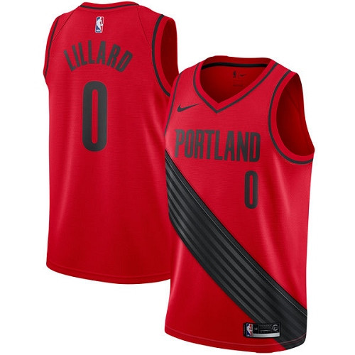 Blazers #0 Damian Lillard Red Youth Basketball Swingman Statement Edition Jersey