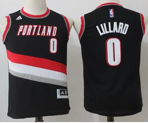 Blazers #0 Damian Lillard Black Stitched Youth NBA Jersey