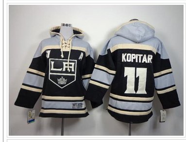 NHL Los Angeles Kings #11 Anze Kopitar Black Sawyer Hooded Sweatshirt Jersey