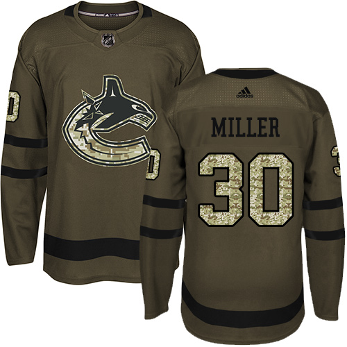 Adidas Canucks #30 Ryan Miller Green Salute to Service Youth Stitched NHL Jersey