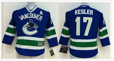 Youth NHL Vancouver Canucks #17 Ryan Kesler Blue Jersey
