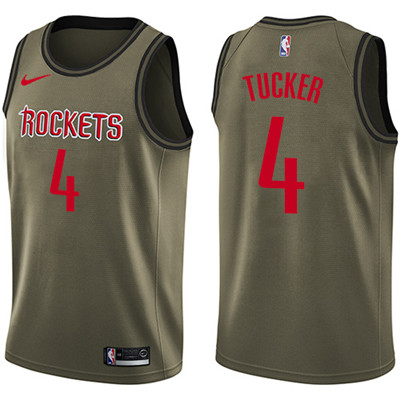 Nike Rockets #4 PJ Tucker Green Salute to Service Youth NBA Swingman Jersey