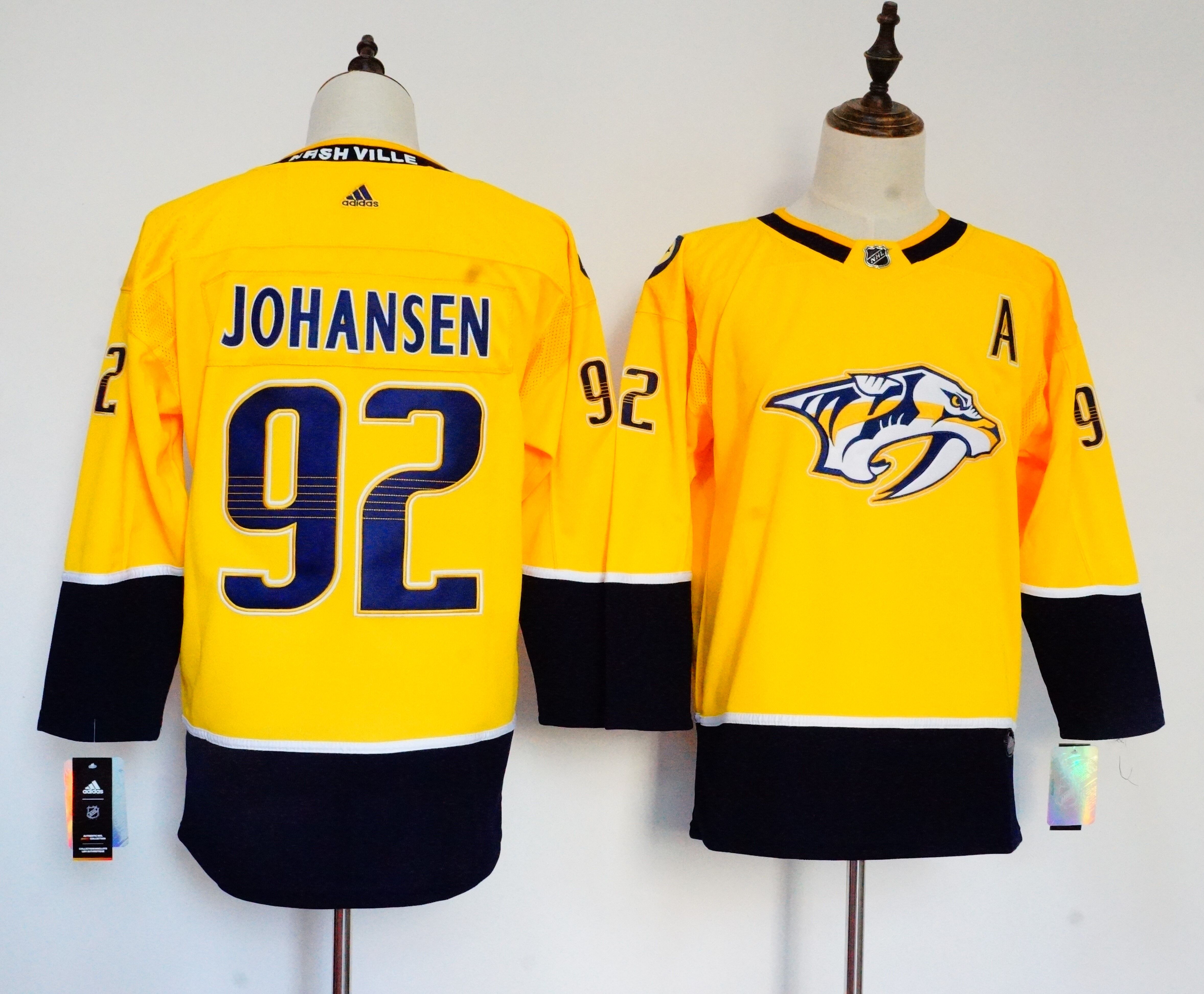 Women Adidas Predators #92 Viktor Arvidsson Yellow Home Authentic Drift Fashion Stitched NHL Jersey 3