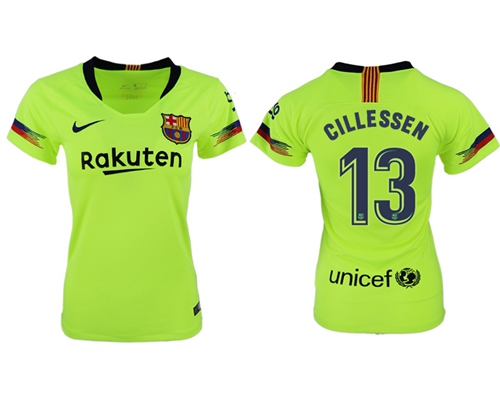 Women's Barcelona #13 Cillessen Away Soccer Club Jersey