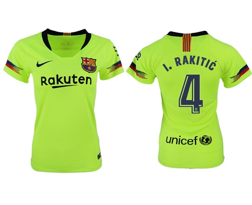 Women's Barcelona #4 I.Rakitic Away Soccer Club Jersey