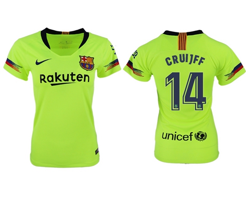 Women's Barcelona #14 Cruijff Away Soccer Club Jersey