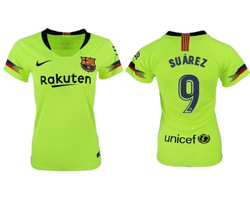 Women's Barcelona #9 Suarez Away Soccer Club Jersey