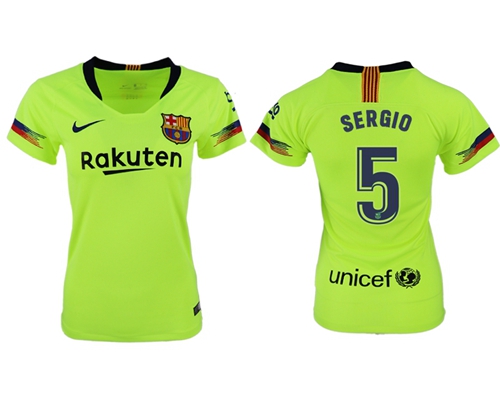 Women's Barcelona #5 Sergio Away Soccer Club Jersey
