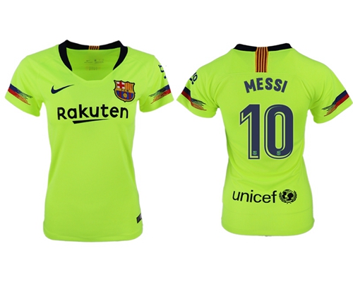 Women's Barcelona #10 Messi Away Soccer Club Jersey
