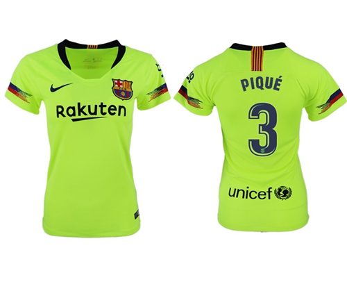Women's Barcelona #3 Pique Away Soccer Club Jersey