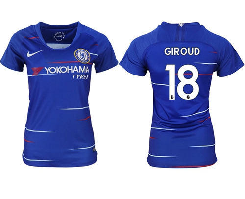 Women's Chelsea #18 Giroud Home Soccer Club Jersey