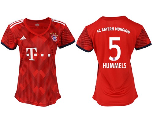 Women's Bayern Munchen #5 Hummels Home Soccer Club Jersey