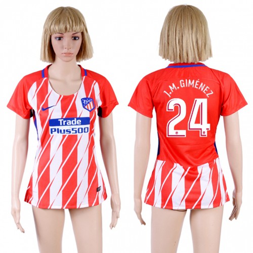 Women's Atletico Madrid #24 J.M.Gimenez Home Soccer Club Jersey