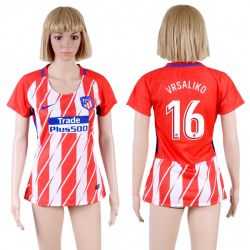 Women's Atletico Madrid #16 Vrsaliko Home Soccer Club Jersey