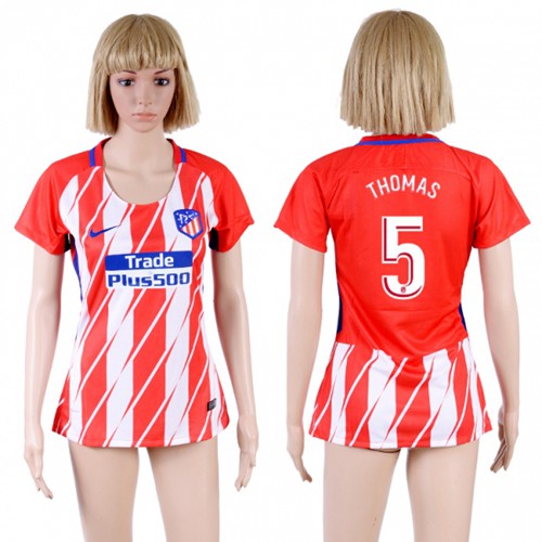 Women's Atletico Madrid #5 Thomas Home Soccer Club Jersey