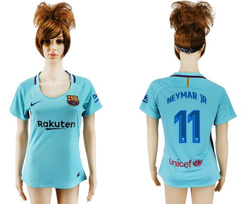 Women's Barcelona #11 Neymar Jr Away Soccer Club Jersey