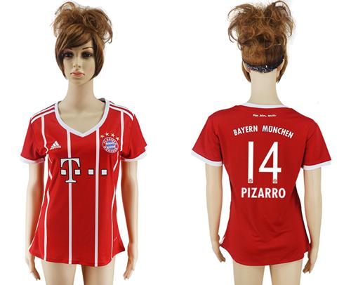Women's Bayern Munchen #14 Pizarro Home Soccer Club Jersey