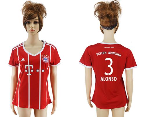 Women's Bayern Munchen #3 Alonso Home Soccer Club Jersey