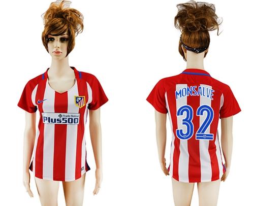 Women's Atletico Madrid #32 Monsalve Home Soccer Club Jersey