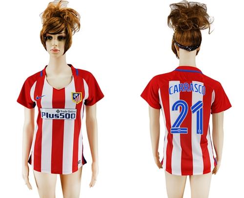 Women's Atletico Madrid #21 Carrasco Home Soccer Club Jersey