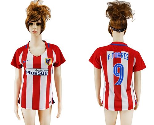 Women's Atletico Madrid #9 F.Torres Home Soccer Club Jersey