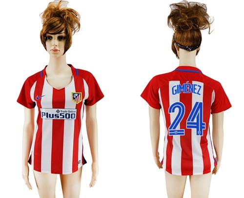 Women's Atletico Madrid #24 Gimenez Home Soccer Club Jersey