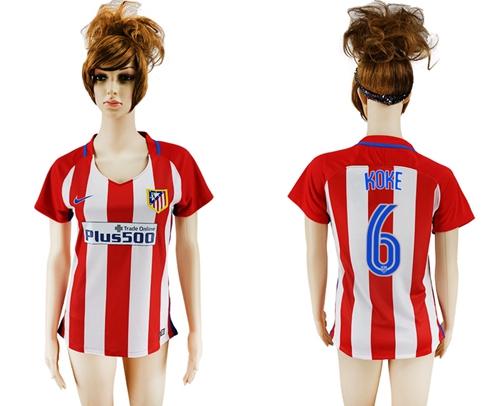 Women's Atletico Madrid #6 Koke Home Soccer Club Jersey