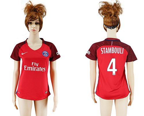 Women's Paris Saint-Germain #4 Stambouli Away Soccer Club Jersey