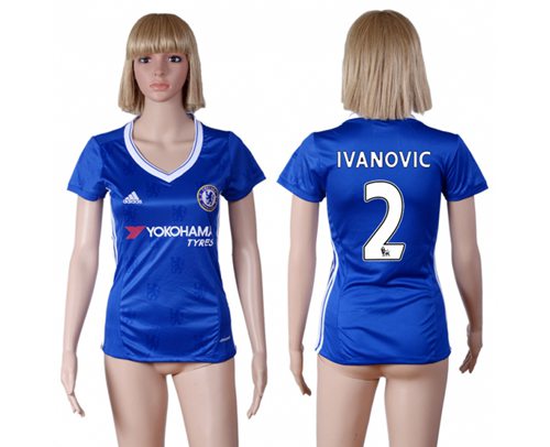 Women's Chelsea #2 Ivanovic Home Soccer Club Jersey