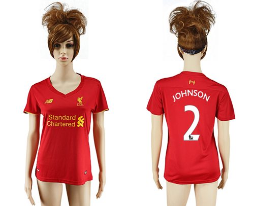Women's Liverpool #2 Johnson Red Home Soccer Club Jersey