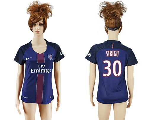 Women's Paris Saint-Germain #30 Sirigu Home Soccer Club Jersey