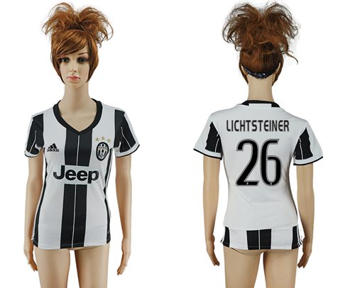 Women's Juventus #26 Lichtsteiner Home Soccer Club Jersey