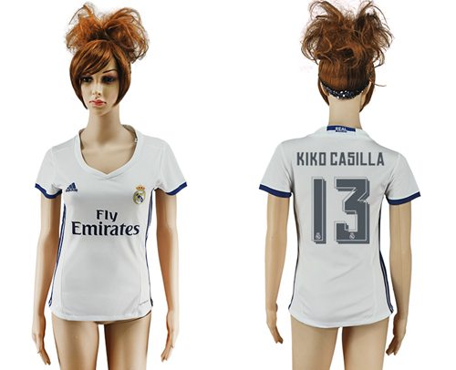Women's Real Madrid #13 Kiko Casilla Home Soccer Club Jersey