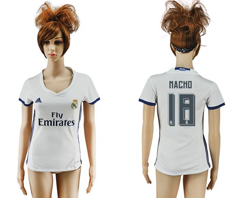 Women's Real Madrid #18 Nacho Home Soccer Club Jersey