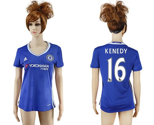 Women's Chelsea #16 Kenedy Home Soccer Club Jersey