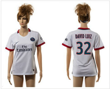 Women Paris Saint-Germain #32 David Luiz Away Soccer Club Jersey