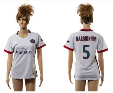 Women Paris Saint-Germain #5 Marquinhos Away Soccer Club Jersey