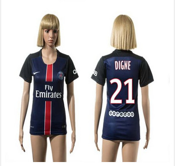 Women's Paris Saint-Germain #21 Digne Home Soccer Club Jersey