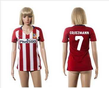Women Atletico Madrid #7 Griezmann Home Soccer Club Jersey