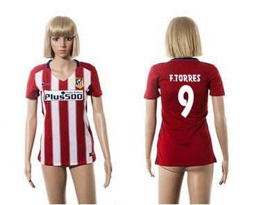 Women Atletico Madrid #9 F.Torres Home Soccer Club Jersey