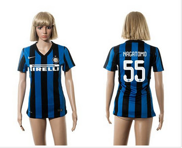 Women Inter Milan #55 Nagatomo Home Soccer Club Jersey